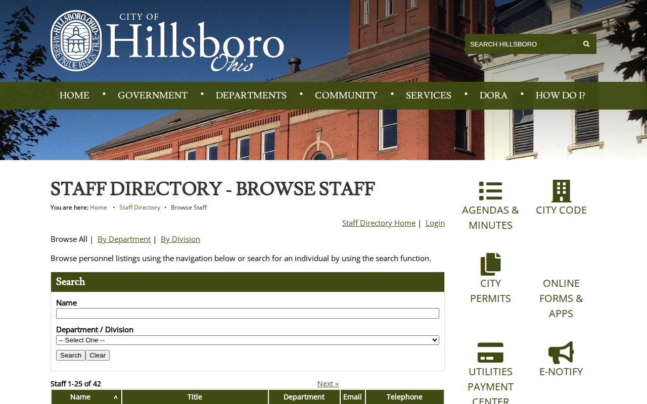 Hillsboro Police Department police and arrest records contact information
