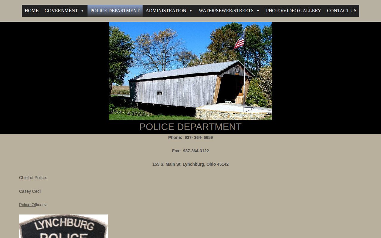 Lynchburg Police Department official contact page